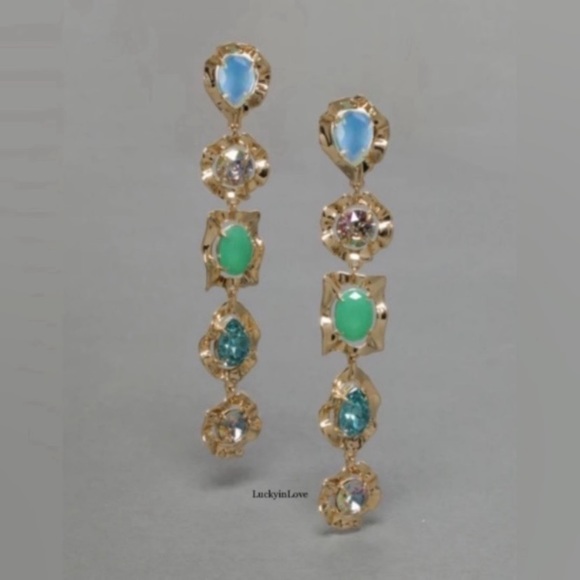 ALEXIS BITTAR • NEW Gold Modern Antiquities LinearCrystal Clip-on Earrings